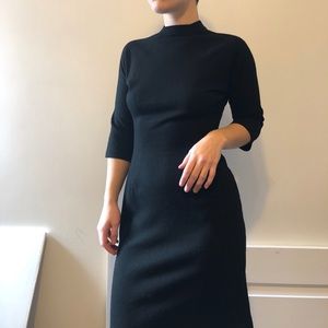 SOLD: Vintage black wool mock neck dress